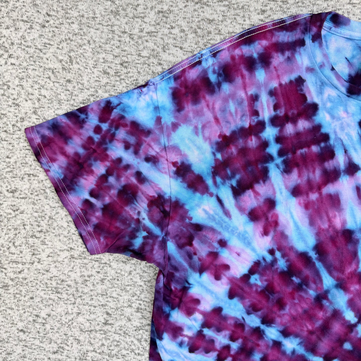 MHD Dark Purple Bright Blue Lavender Spiral Ice Dye Tie Dye Short Sleeve Shirt 100% Cotton Size XXL