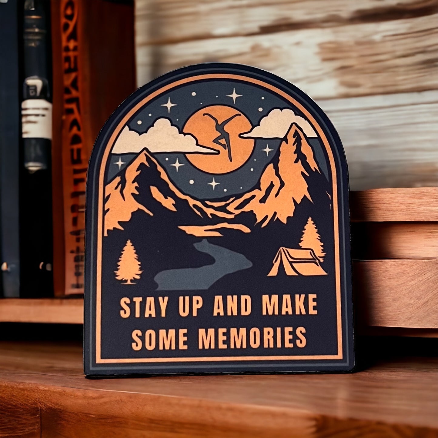 DMB Stay Up and Make Some Memories So Right Mountains Green Orange Sticker Slap 3" x 2.5" Matte Finish