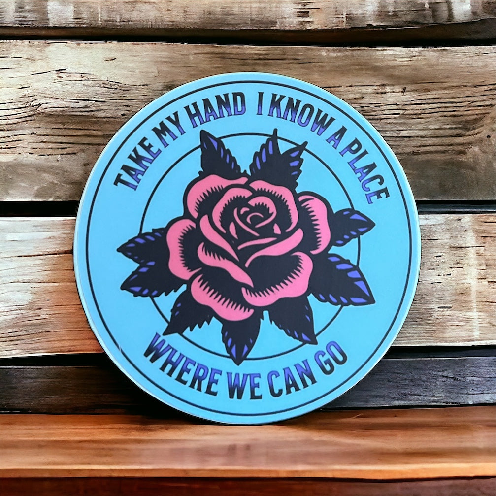 Goose Blue Purple Red Echo of a Rose Take My Hand I Know A Place Where We Can Go Circle Vinyl Sticker Slap Matte Finish 2.75" x 2.75"