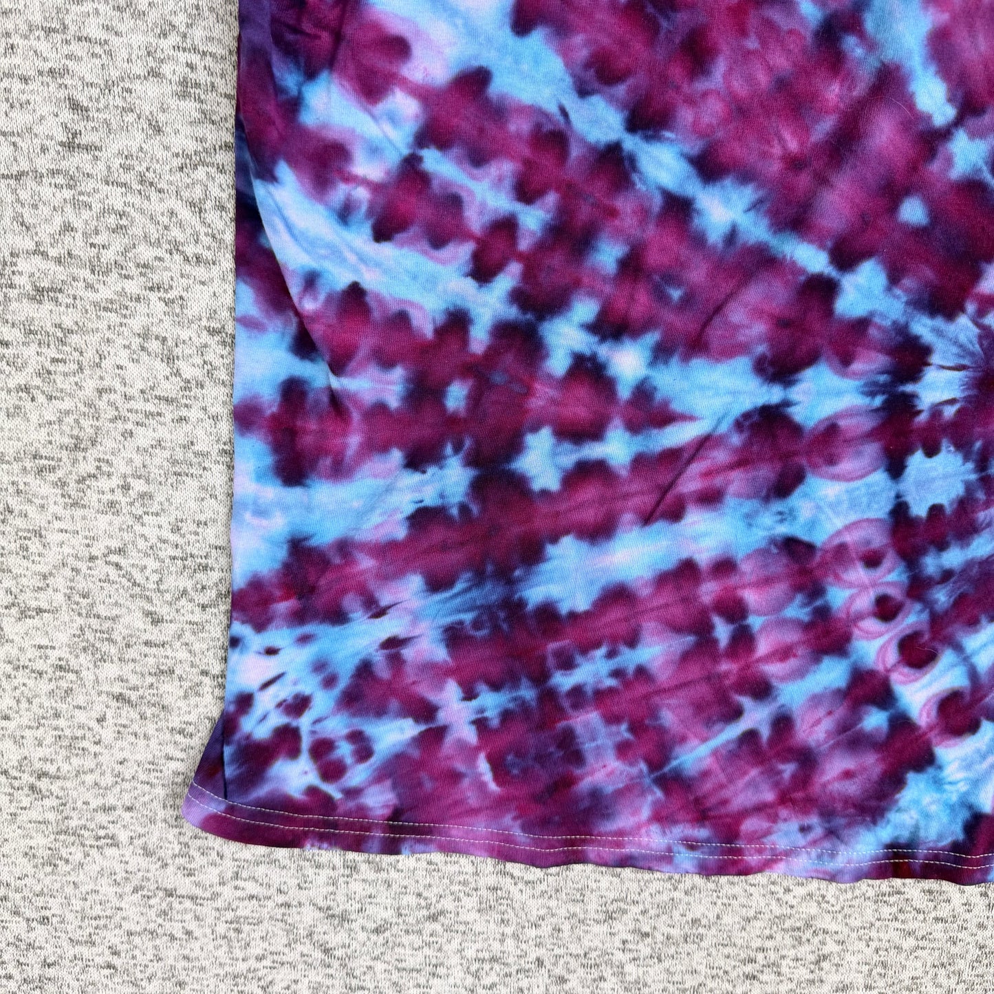 MHD Dark Purple Bright Blue Lavender Spiral Ice Dye Tie Dye Short Sleeve Shirt 100% Cotton Size XXL
