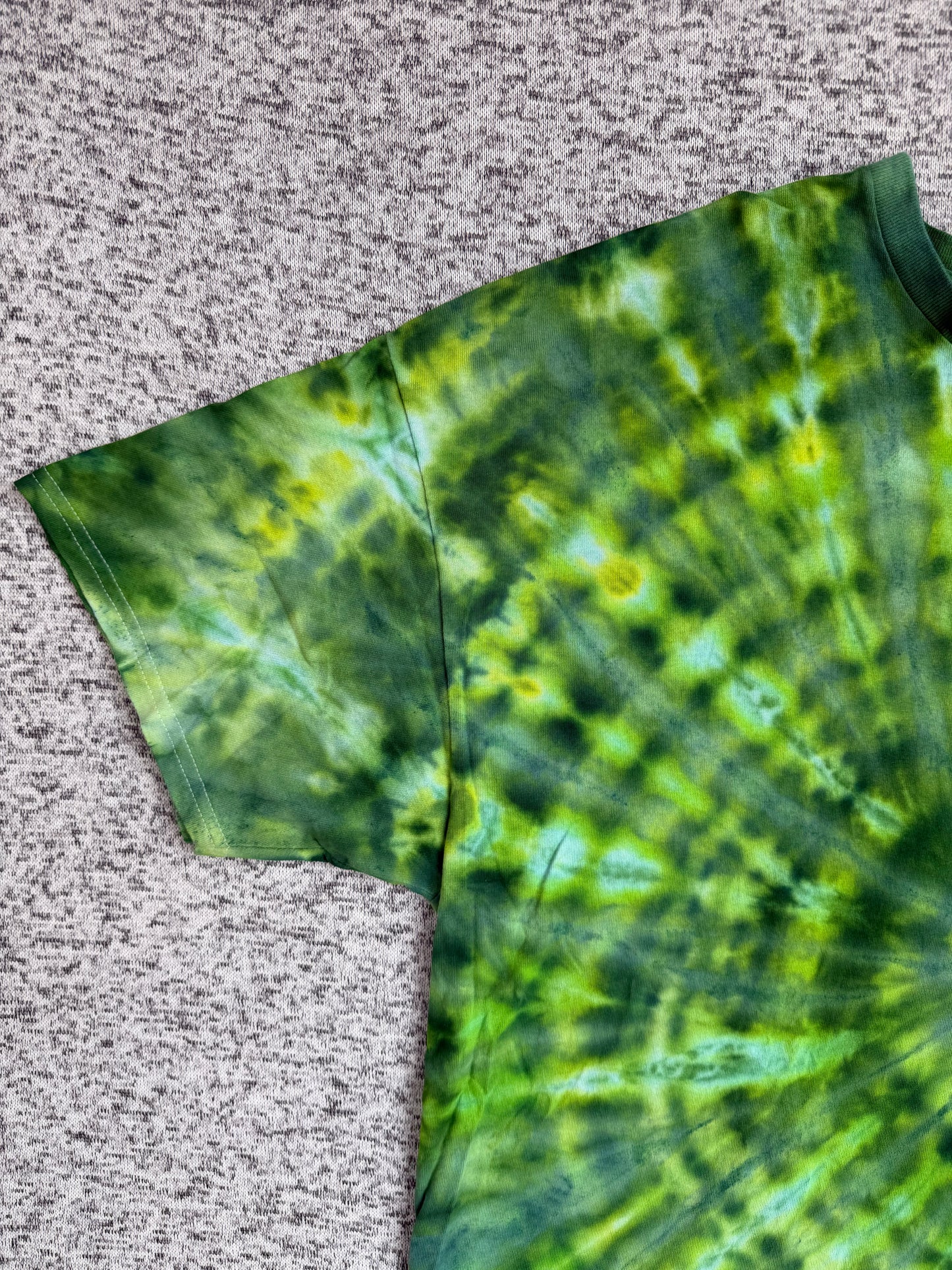 MHD Dark Green Lime Green Spiral Ice Dye Tie Dye Short Sleeve Shirt 100% Cotton Size XXL