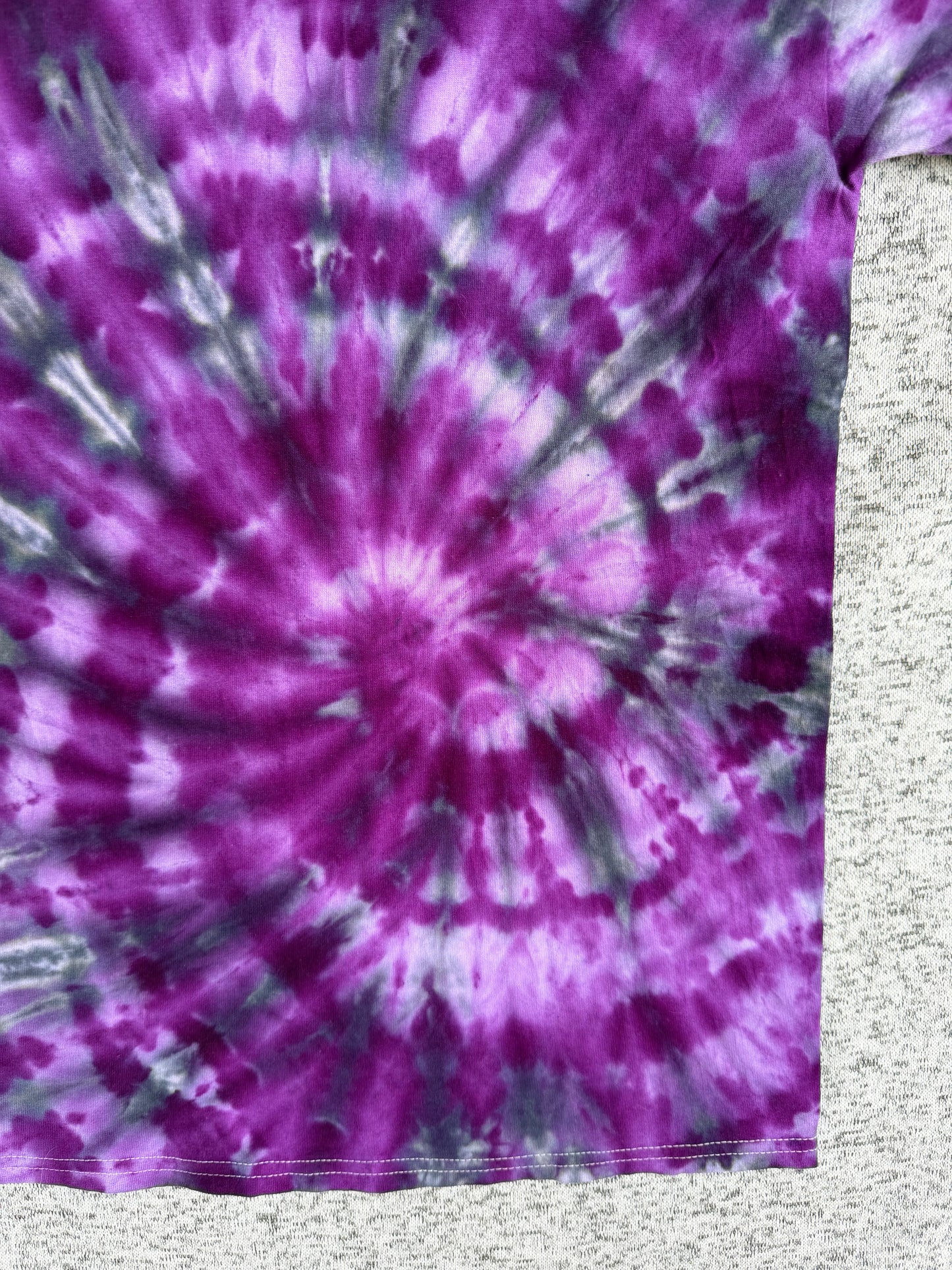 MHD Dark Purple Lavender Grey Black Spiral Ice Dye Tie Dye Short Sleeve Shirt 100% Cotton Size XXL