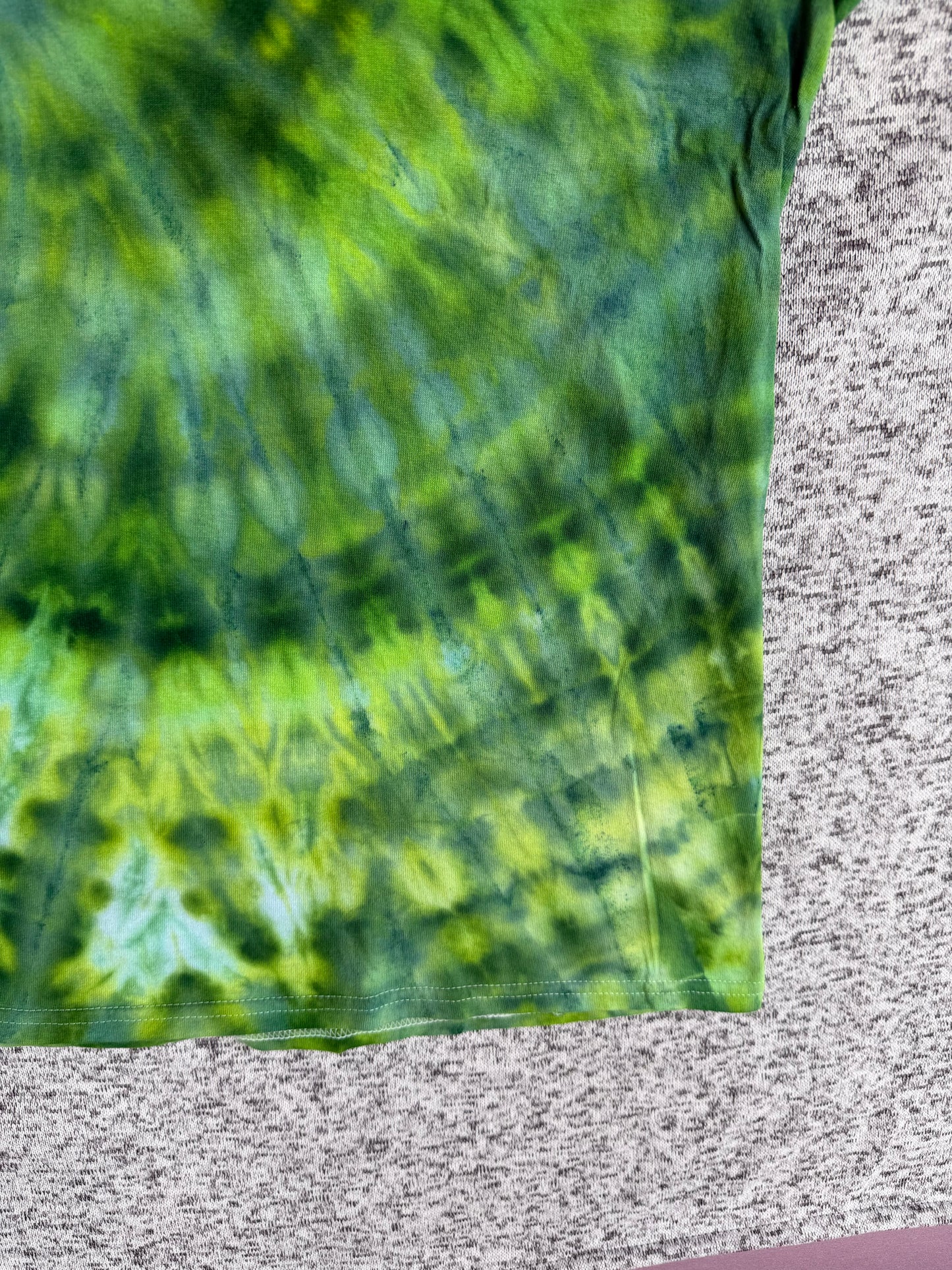 MHD Dark Green Lime Green Spiral Ice Dye Tie Dye Short Sleeve Shirt 100% Cotton Size XXL