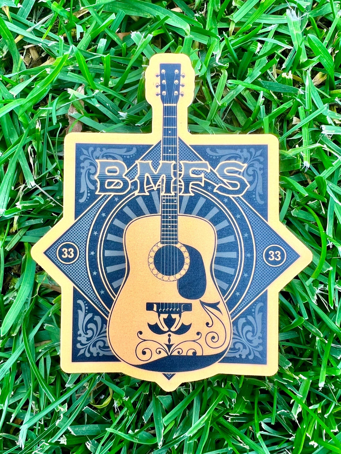 BMFS Brown Guitar 33 Vinyl Sticker Slap Matte Finish 3.2" x 2.6"