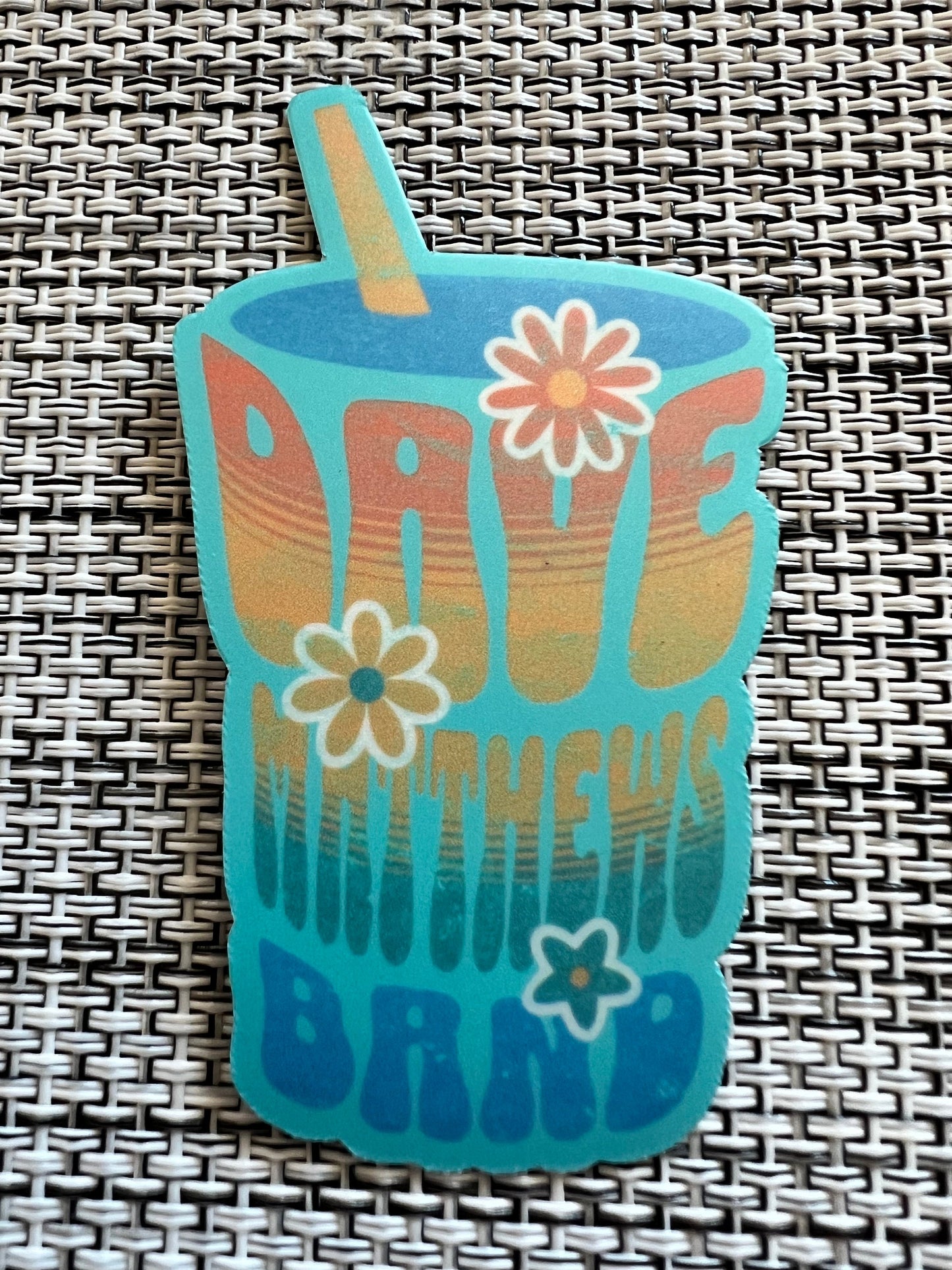 Dave Matthews Band Flowers Summer Cup WHITE TEAL BLACK Sticker Slap 3" Matte Finish