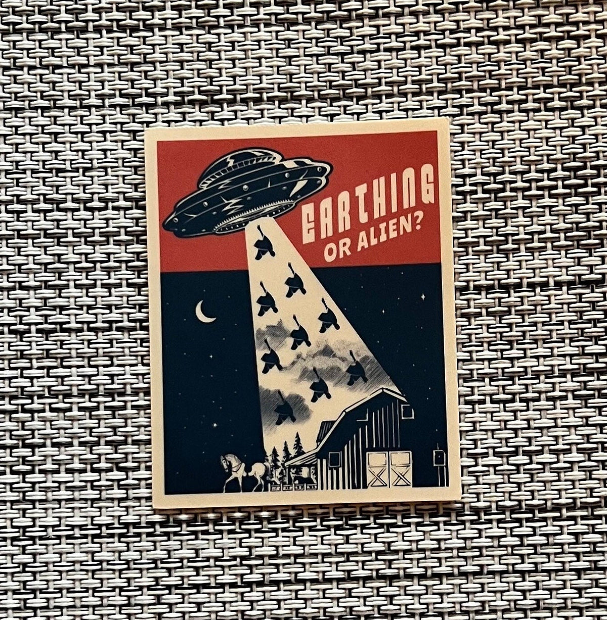 Goose Earthling or Alien? Blue Red Retro Vintage Goose the Band Vinyl Sticker Slap Matte Finish 2.5" x 2"