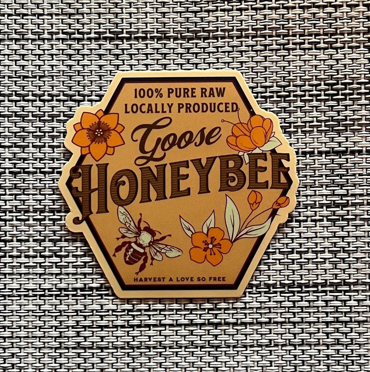 Honeybee Goose Harvest a Love So Free Vinyl Sticker Slap Matte Finish 2.5" x 2.63"