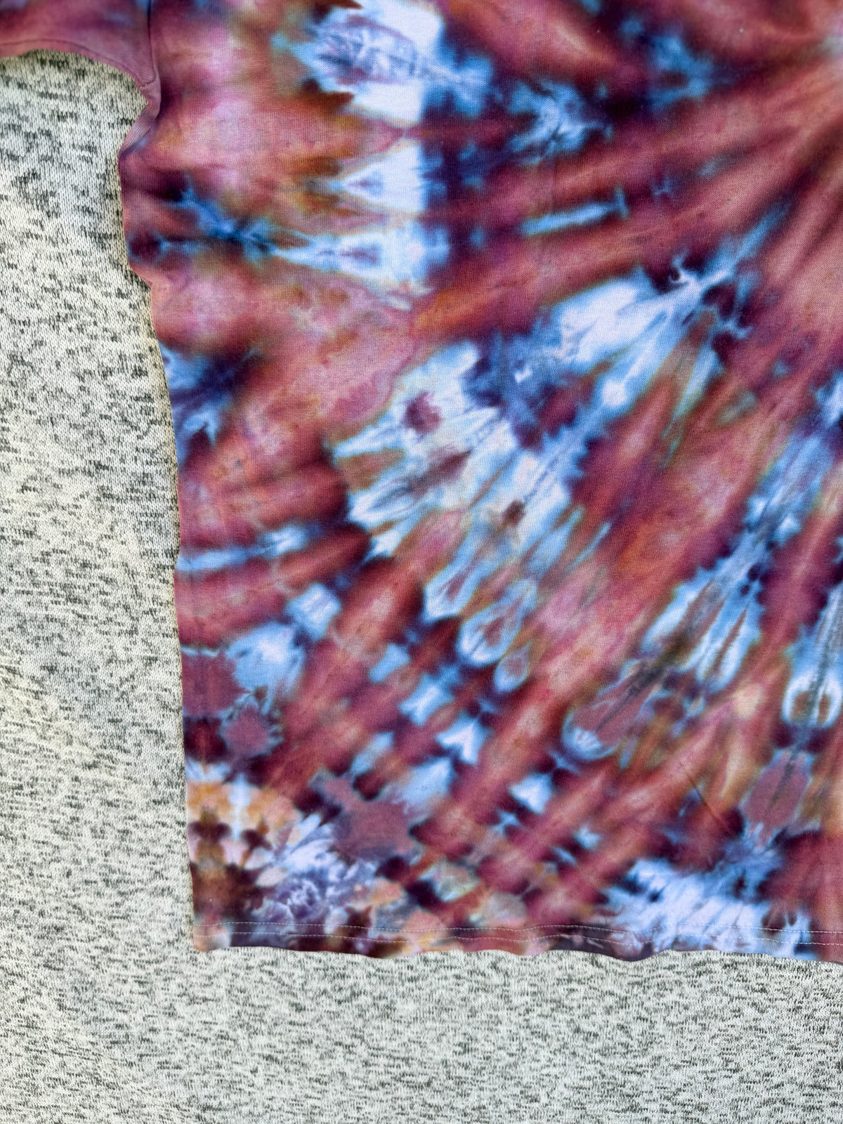 MHD Dusty Rose Dark Purple Blue White Spiral Ice Dye Tie Dye Short Sleeve Shirt 100% Cotton Size XL