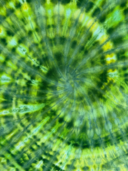 MHD Dark Green Lime Green Spiral Ice Dye Tie Dye Short Sleeve Shirt 100% Cotton Size XXL
