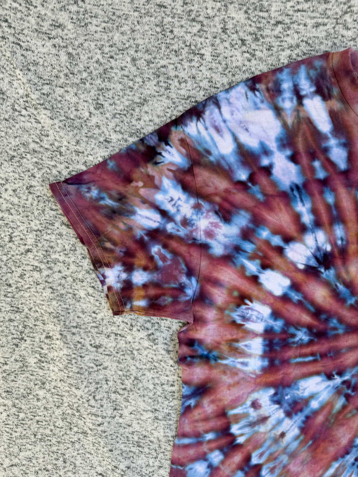MHD Dusty Rose Dark Purple Blue White Spiral Ice Dye Tie Dye Short Sleeve Shirt 100% Cotton Size XL