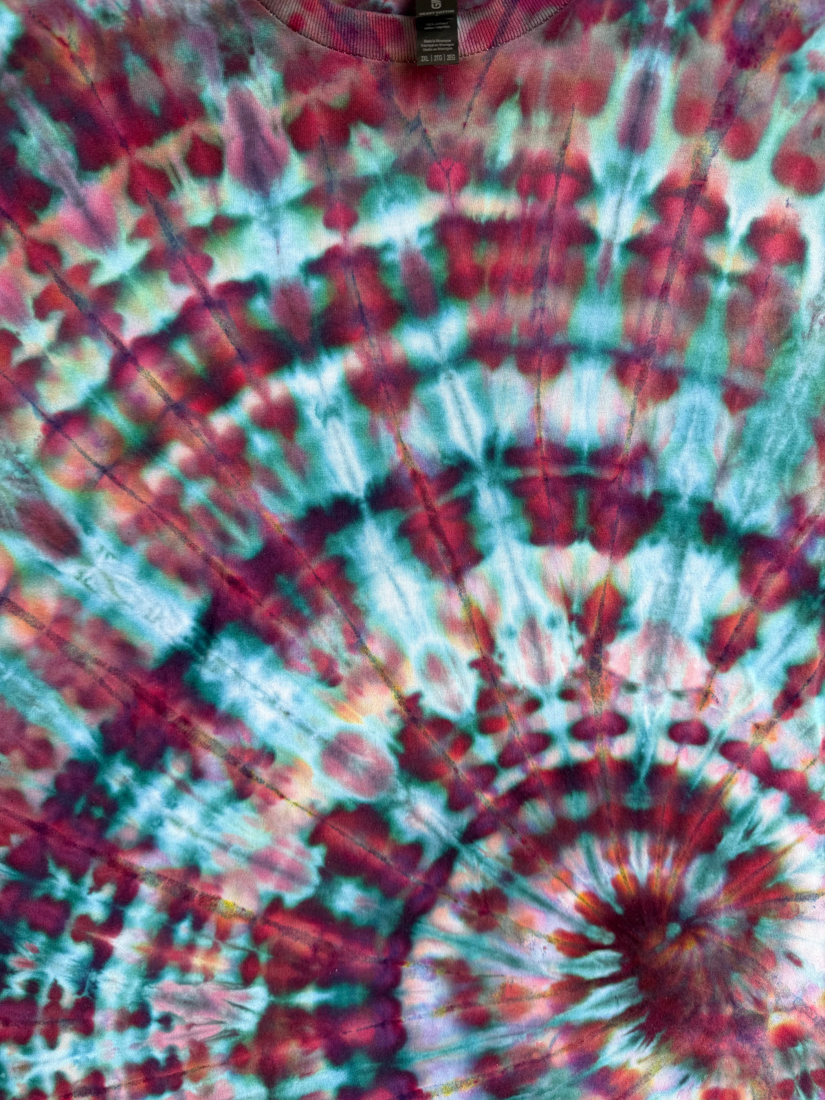 MHD Dark Purple Teal Dark Blue Spiral Ice Dye Tie Dye Short Sleeve Shirt 100% Cotton Size XXL