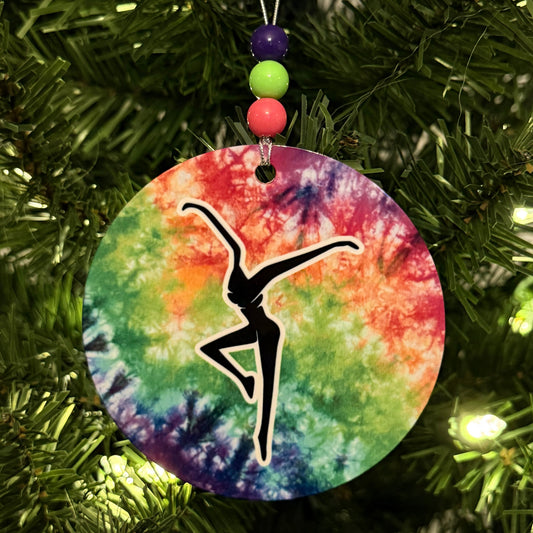 Eat Drink & Be Merry Rainbow Tie Dye Metal Holiday Christmas Ornament with Beads with Gift Box 2 Sizes: 2.75" x 2.75" or 3.5" x 3.5"