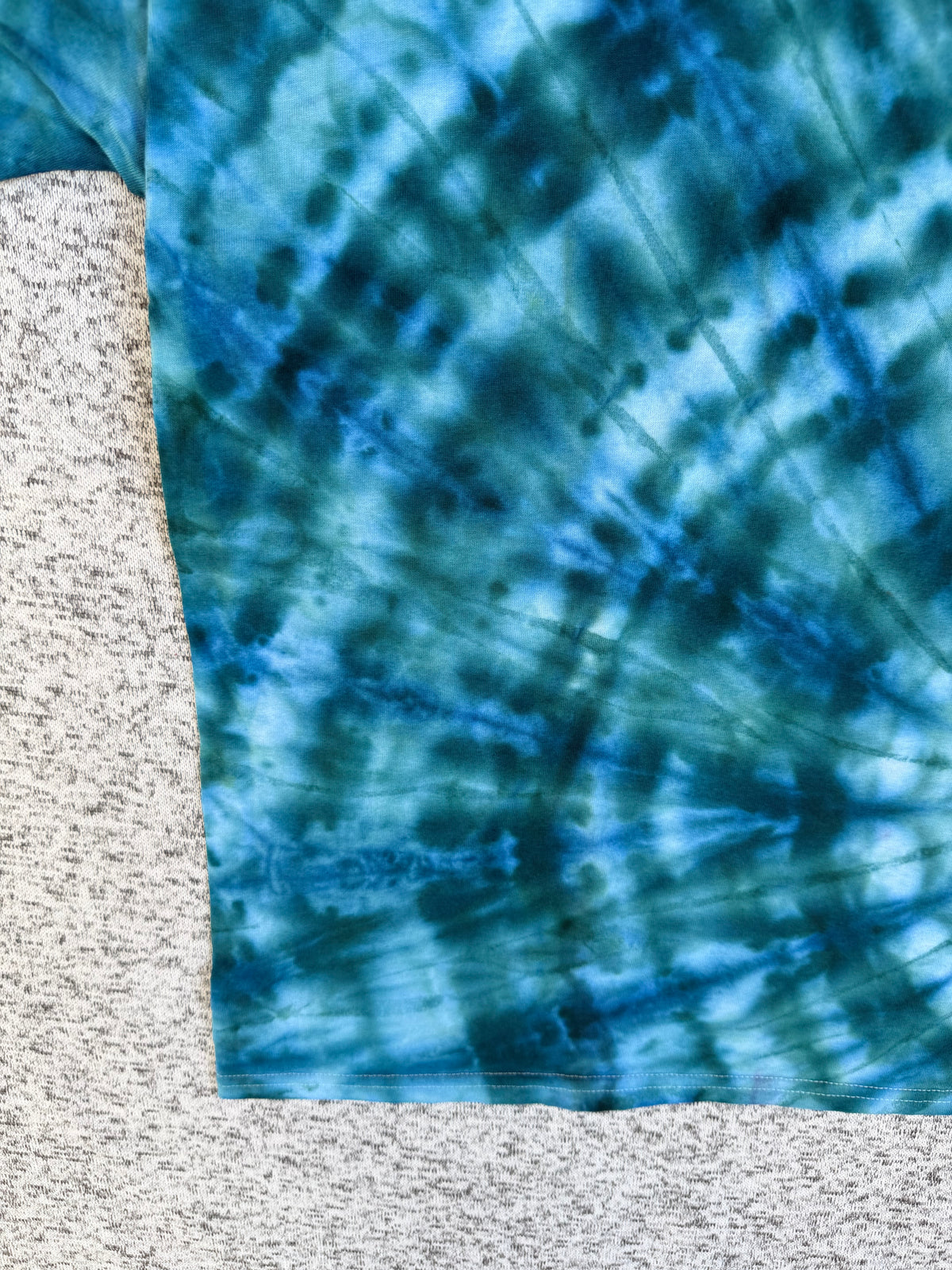 MHD Dark Green Navy Blue Light Green Spiral Ice Dye Tie Dye Short Sleeve Shirt 100% Cotton Size XL