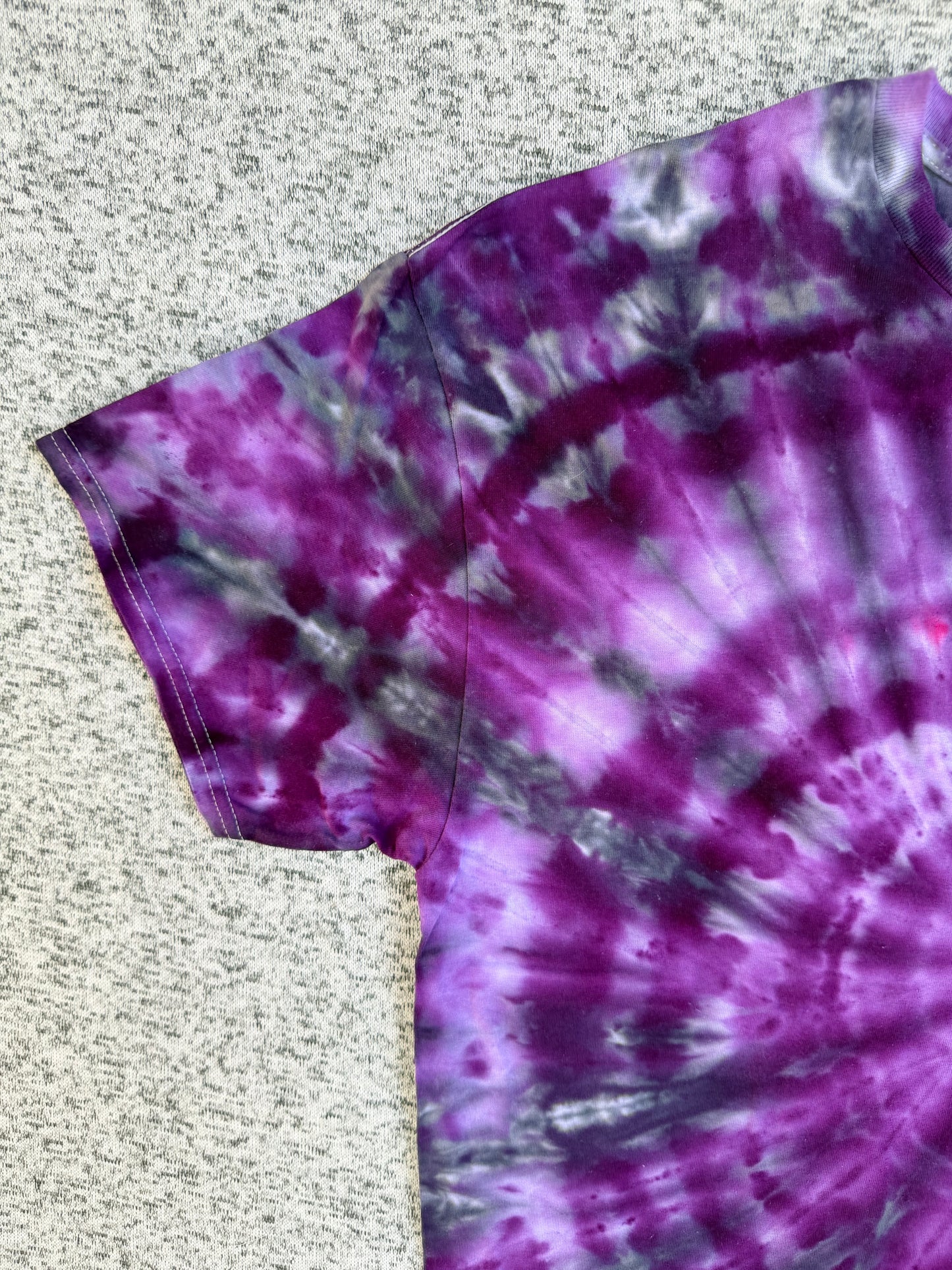 MHD Dark Purple Lavender Gray Black Spiral Ice Dye Tie Dye Short Sleeve Shirt 100% Cotton Size XL