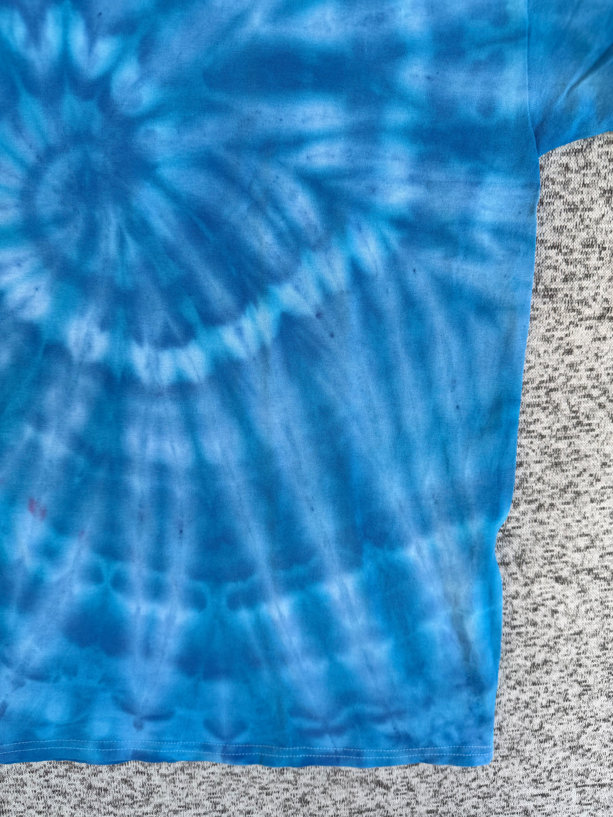 MHD Bright Blue LIght Blue White Spiral Ice Dye Tie Dye Short Sleeve Shirt 100% Cotton Size XL