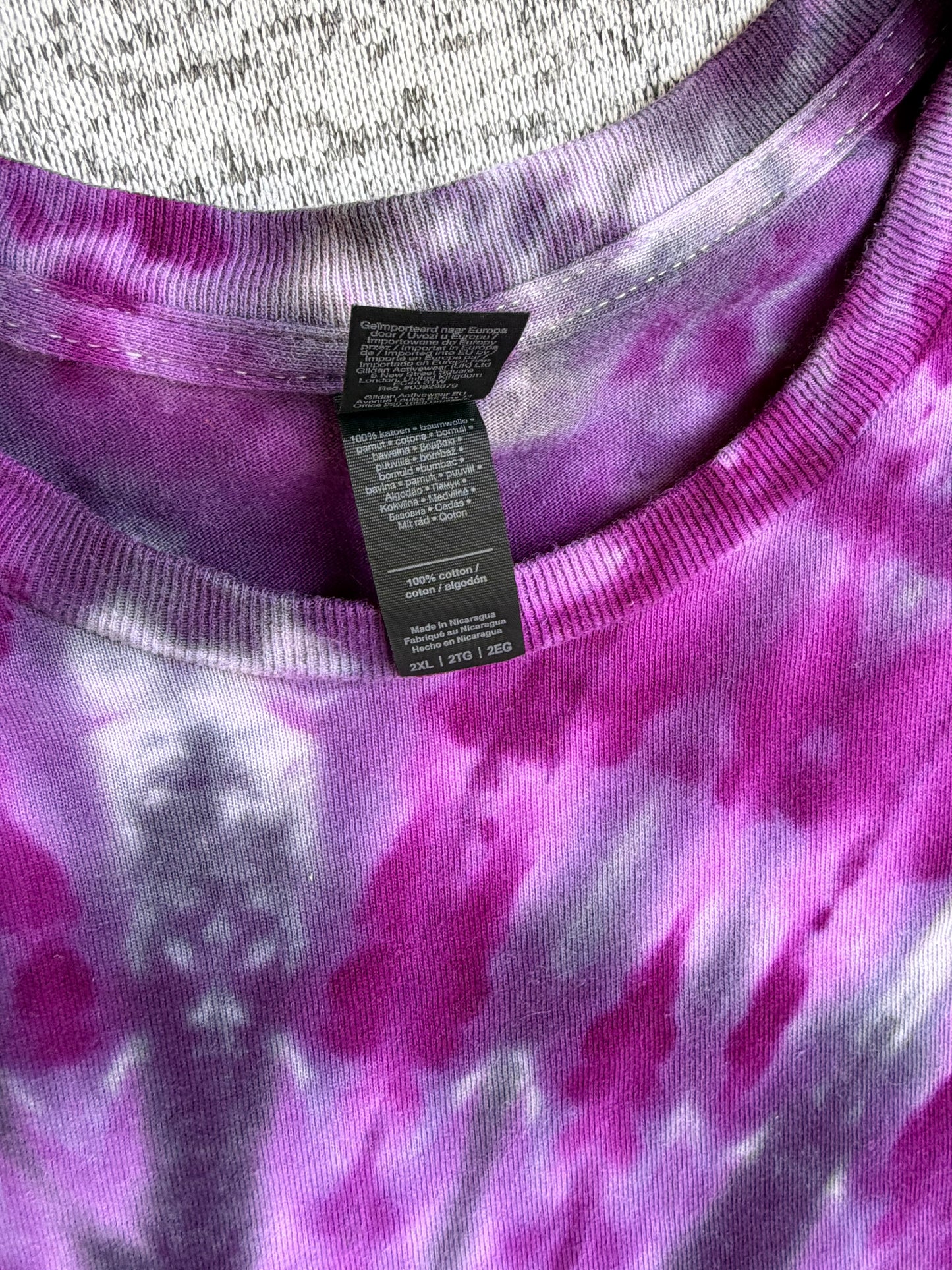 MHD Purple Lavendar Grey Black Spiral  Ice Dye Tie Dye Short Sleeve Shirt 100% Cotton Size XXL
