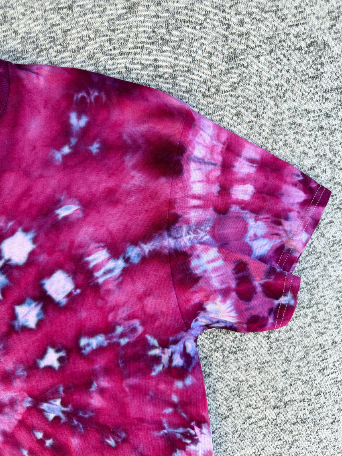 MHD Dark Purple Pink Blue Spiral Ice Dye Tie Dye Short Sleeve Shirt 100% Cotton Size Large