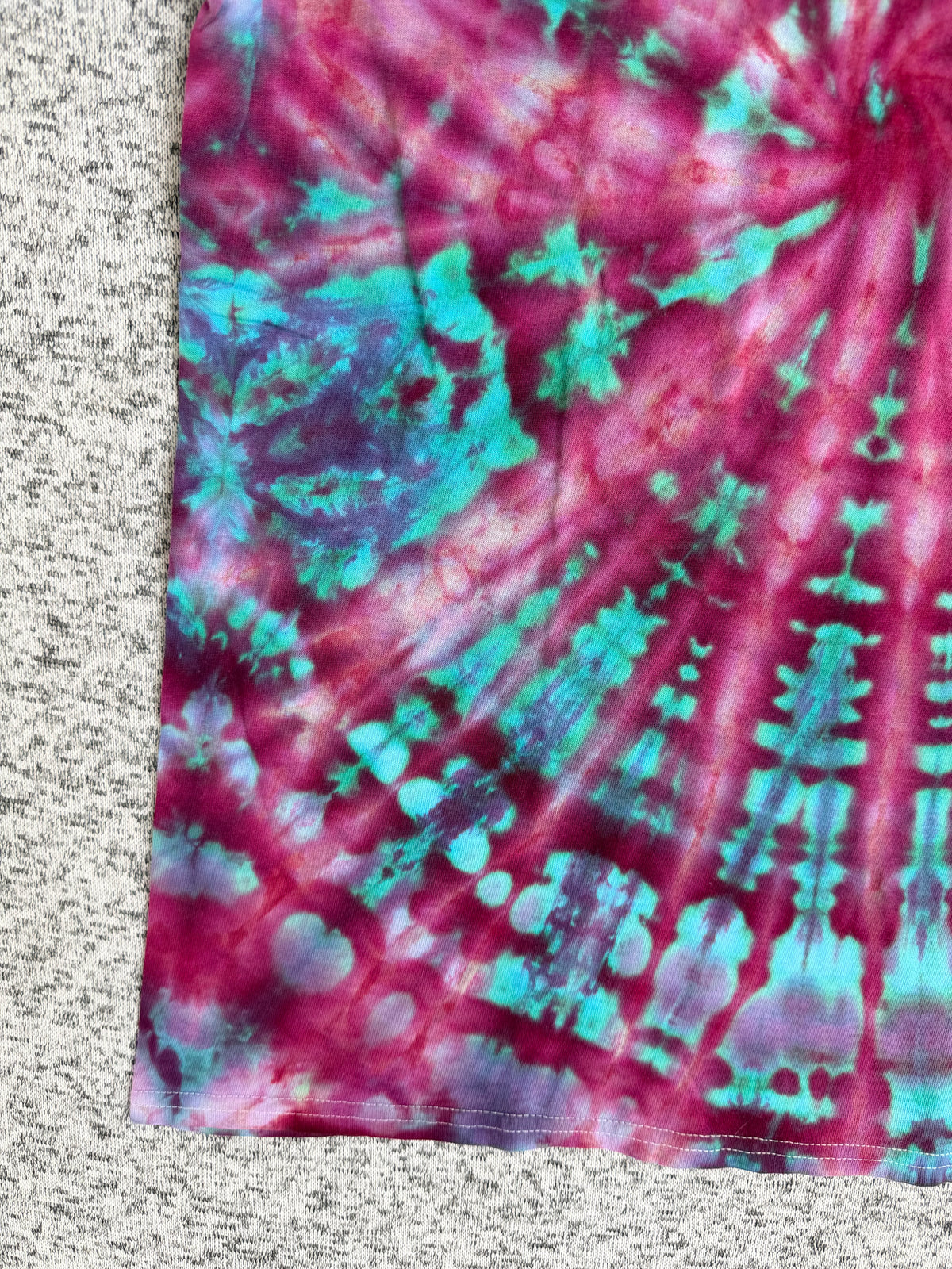 MHD Pink Purple Teal Spiral Ice Dye Tie Dye Short Sleeve Shirt 100% Cotton Size Medium