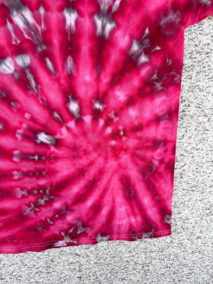 MHD Dark Pink Bright Pink Gray White Spiral Ice Dye Tie Dye Short Sleeve Shirt 100% Cotton Size XL