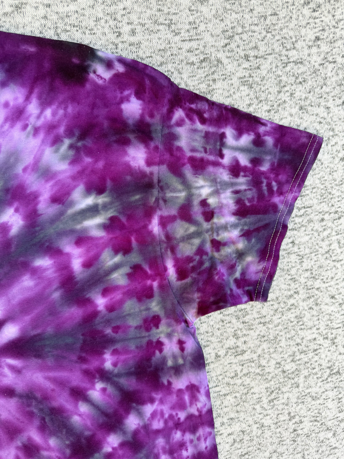 MHD Dark Purple Lavender Gray Black Spiral Ice Dye Tie Dye Short Sleeve Shirt 100% Cotton Size XL