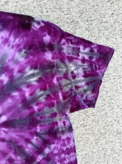 MHD Dark Purple Lavender Gray Black Spiral Ice Dye Tie Dye Short Sleeve Shirt 100% Cotton Size XL