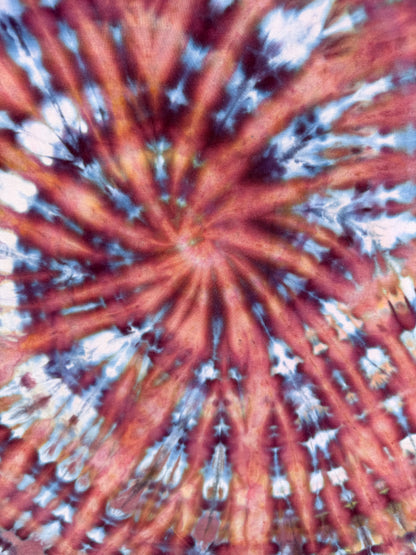 MHD Dusty Rose Dark Purple Blue White Spiral Ice Dye Tie Dye Short Sleeve Shirt 100% Cotton Size XL