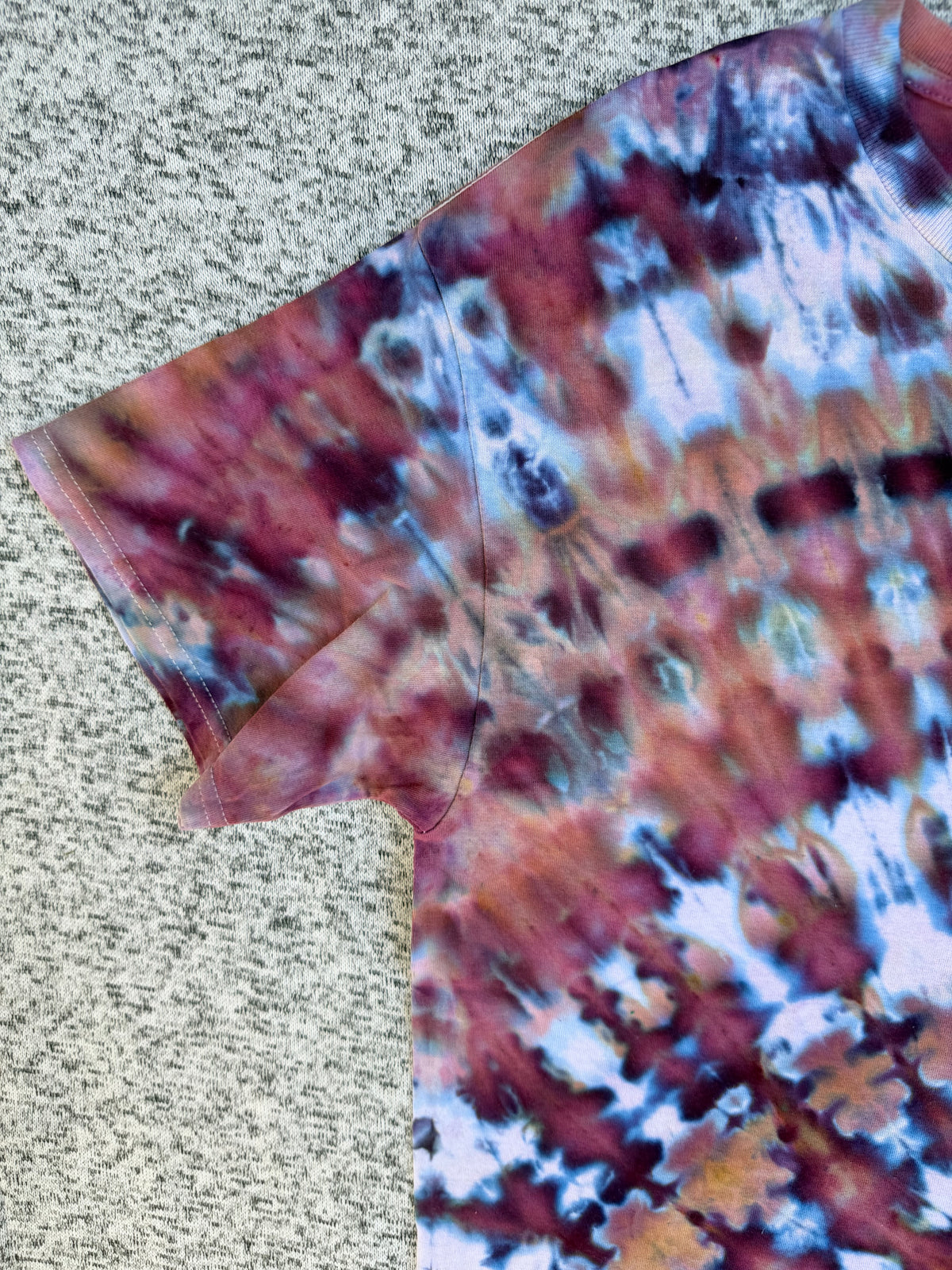 MHD Dusty Rose Purple Navy Bliue White Spiral Ice Dye Tie Dye Short Sleeve Shirt 100% Cotton Size Large
