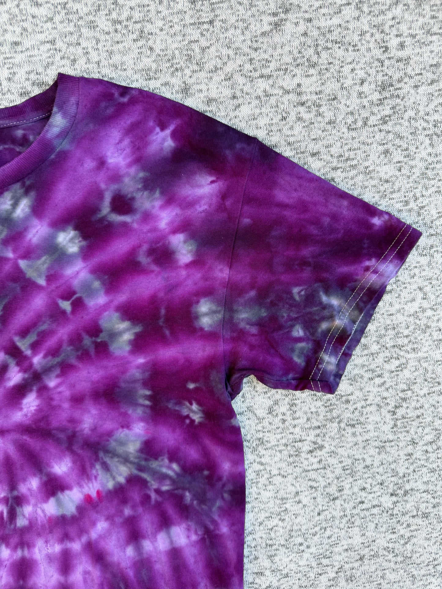 MHD Purple Lavender Grey Black Spiral Ice Dye Tie Dye Short Sleeve Shirt 100% Cotton Size Medium