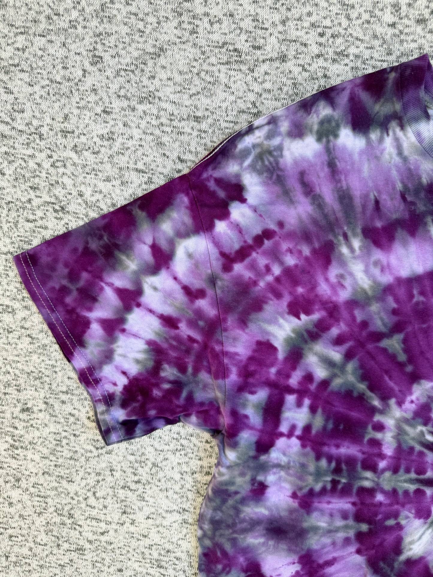 MHD Purple Lavender Gray Spiral Ice Dye Tie Dye Short Sleeve Shirt 100% Cotton Size XL