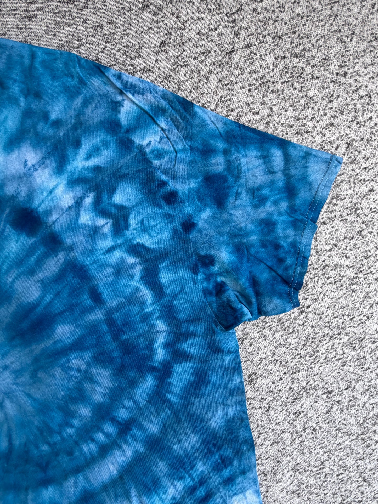 MHD Dark Blue Bright Blue White Spiral  Ice Dye Tie Dye Short Sleeve Shirt 100% Cotton Size XXL