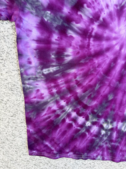 MHD Dark Purple Lavender Gray Black Spiral Ice Dye Tie Dye Short Sleeve Shirt 100% Cotton Size XL