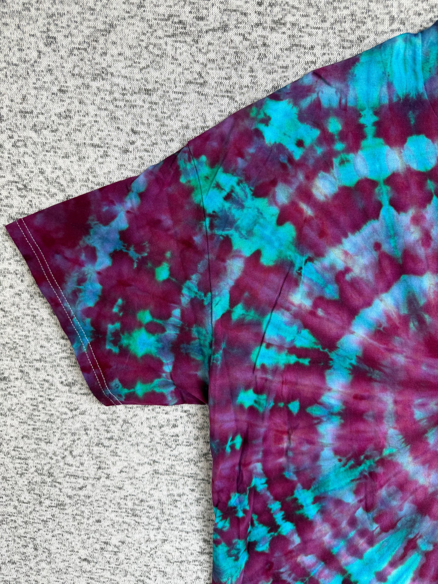 MHD Dark Pink Purple Teal Blue Spiral Ice Dye Tie Dye Short Sleeve Shirt 100% Cotton Size XXL