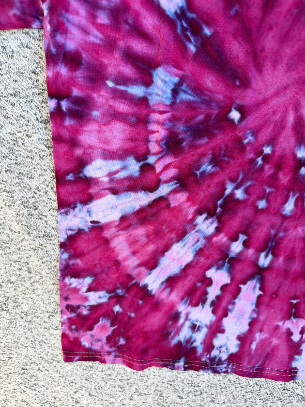 MHD Dark Purple Pink Blue Spiral Ice Dye Tie Dye Short Sleeve Shirt 100% Cotton Size Large