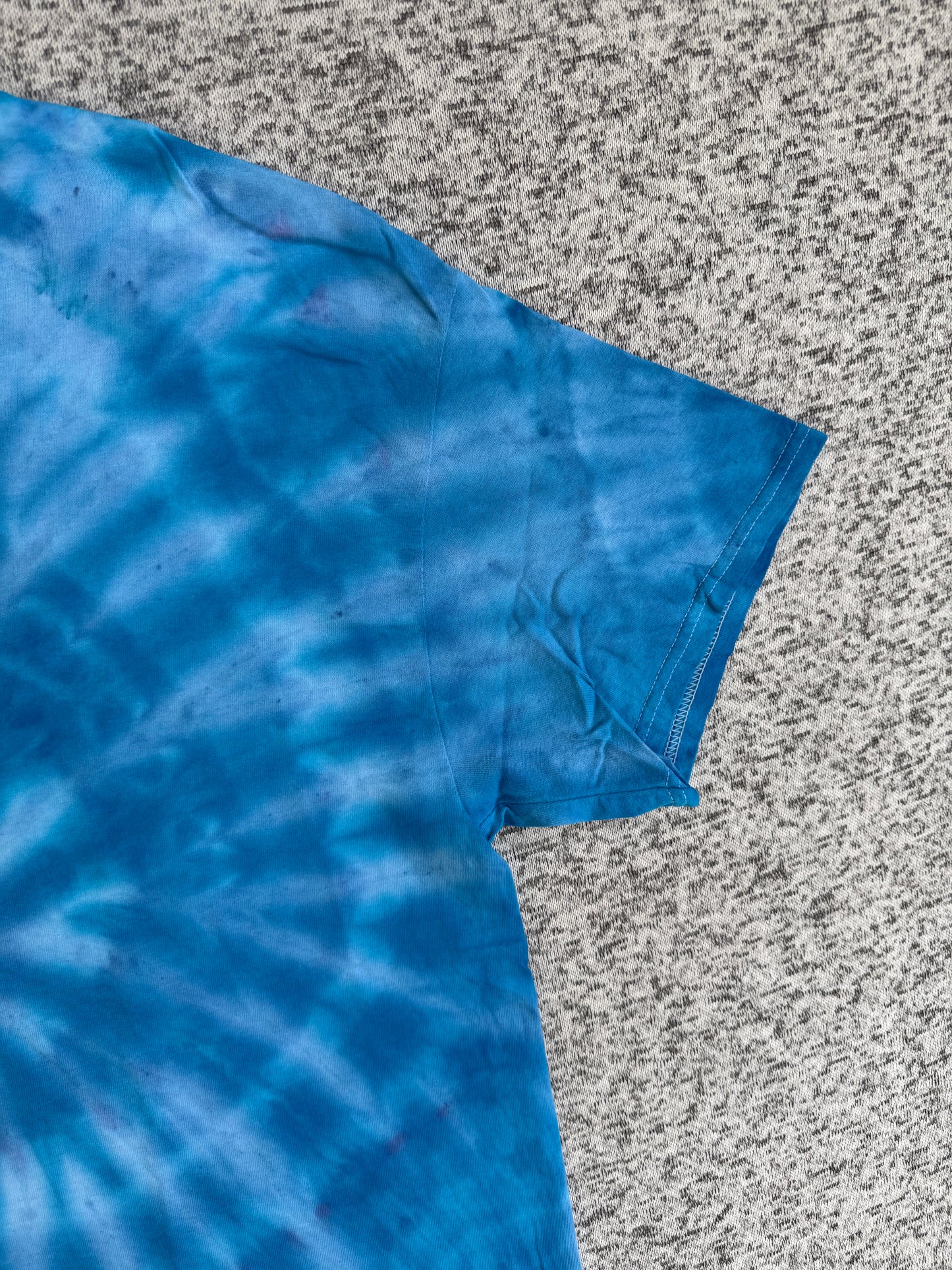 MHD Bright Blue Light Blue Spiral Ice Dye Tie Dye Short Sleeve Shirt 100% Cotton Size XL
