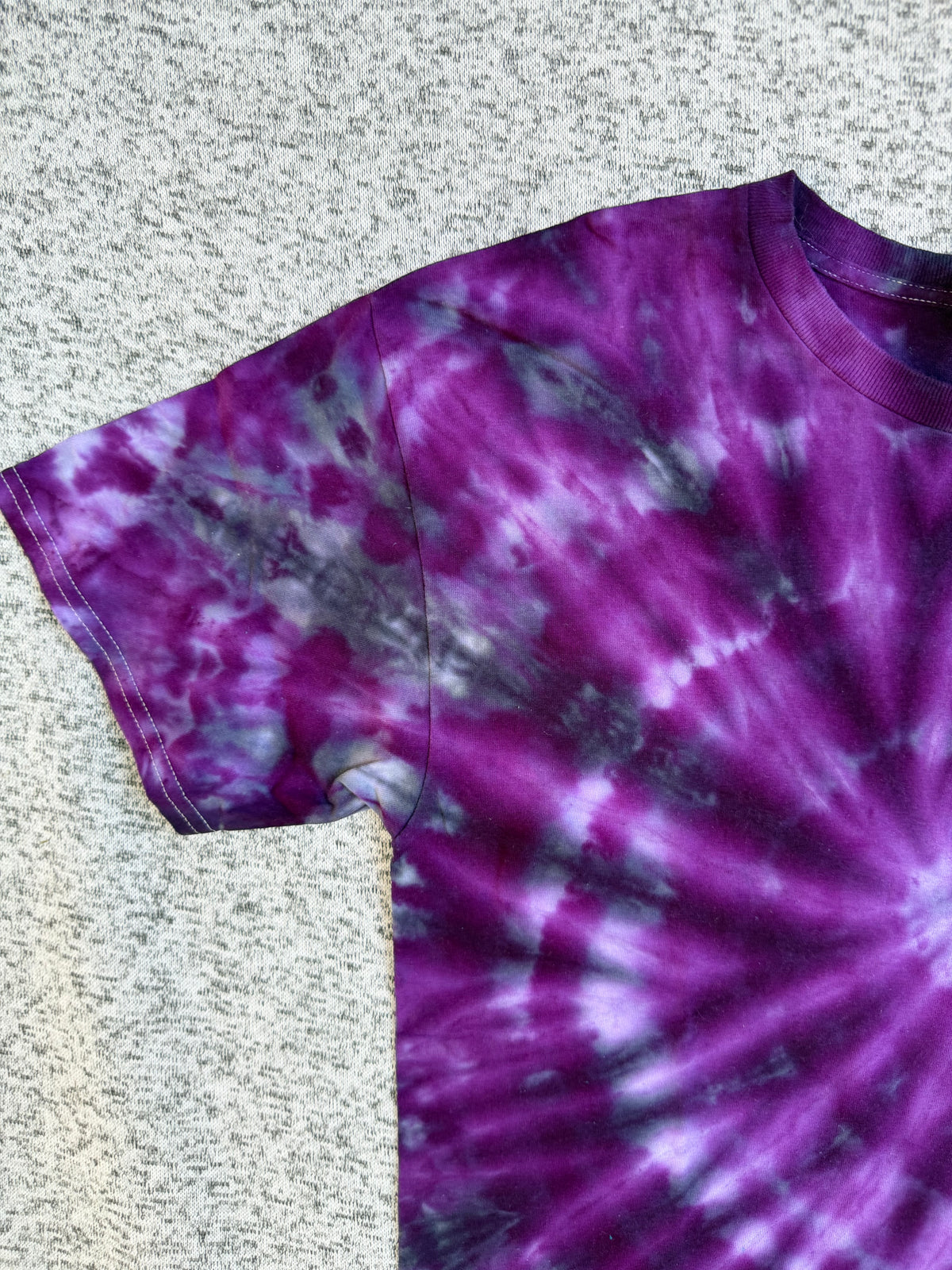 MHD Dark Purple Lavender Gray Spiral Ice Dye Tie Dye Short Sleeve Shirt 100% Cotton Size Large