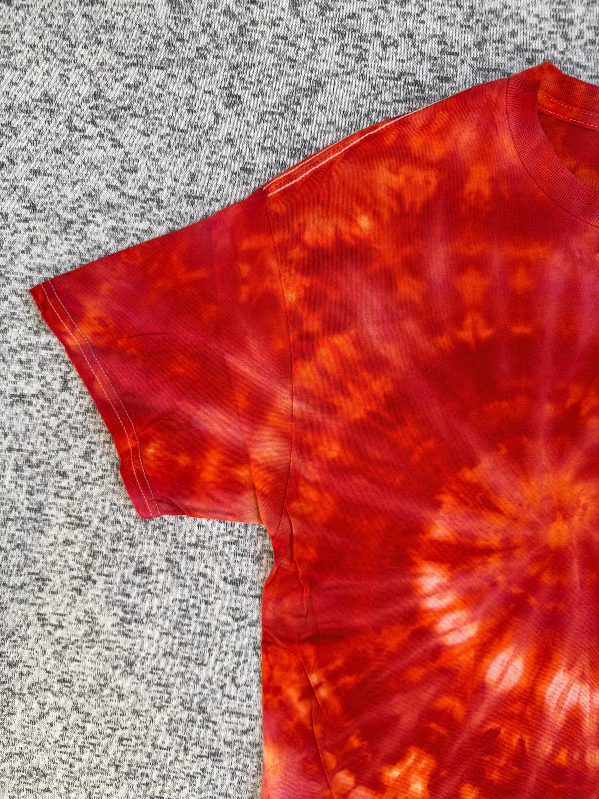 MHD Orange Red Spiral Ice Dye Tie Dye Short Sleeve Shirt 100% Cotton Size Large