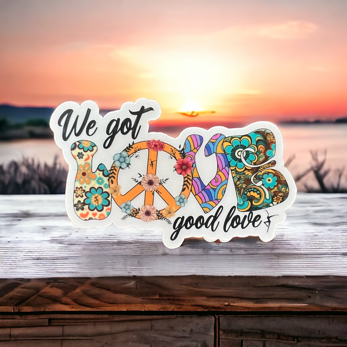 We Got Love Good Love DMB Peace Sign Retro | Sticker Slap 1.9" x 3" Matte Finish