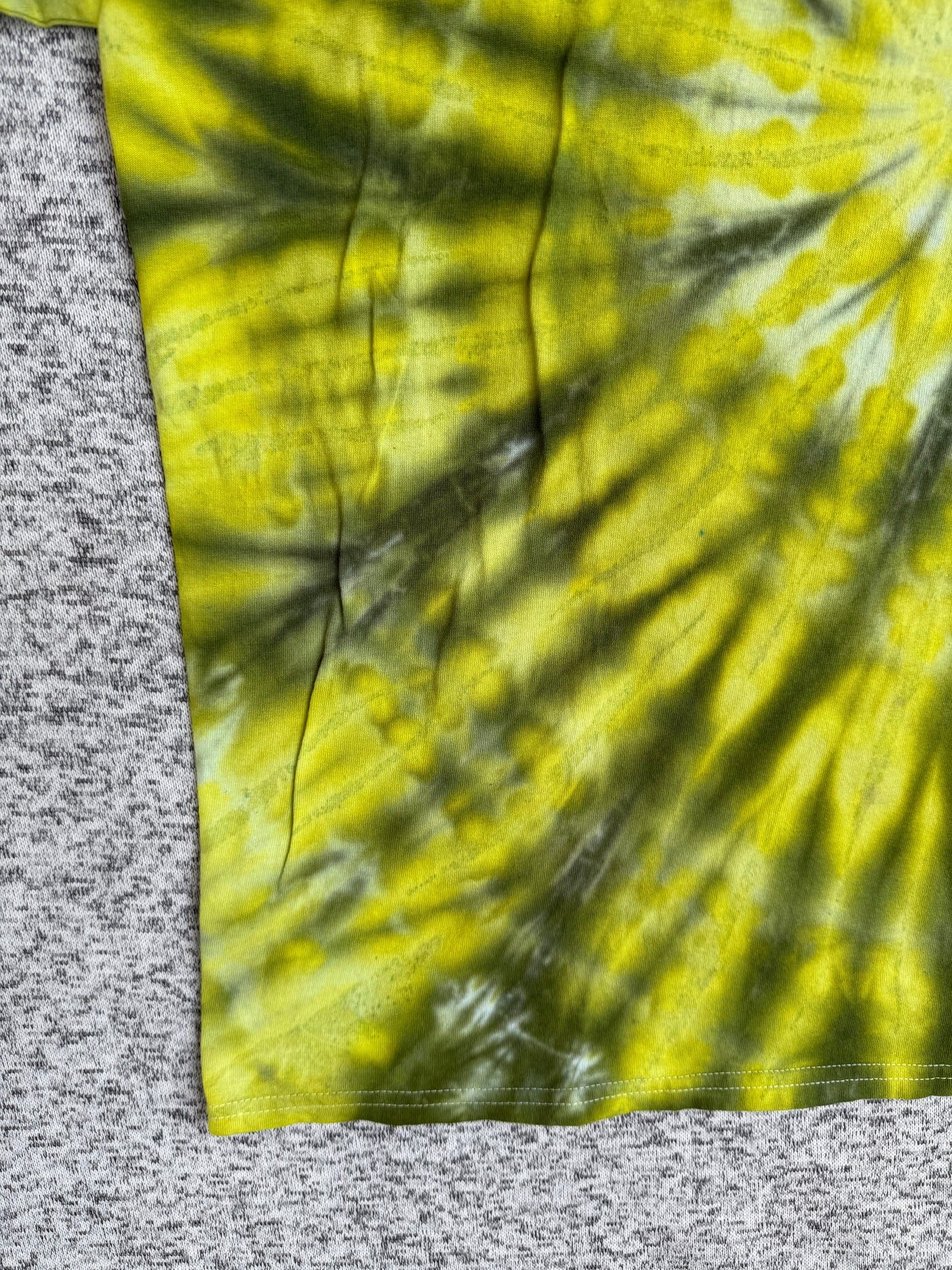 MHD Mustard Yellow Olive Green Spiral Ice Dye Tie Dye Short Sleeve Shirt 100% Cotton Size XXL