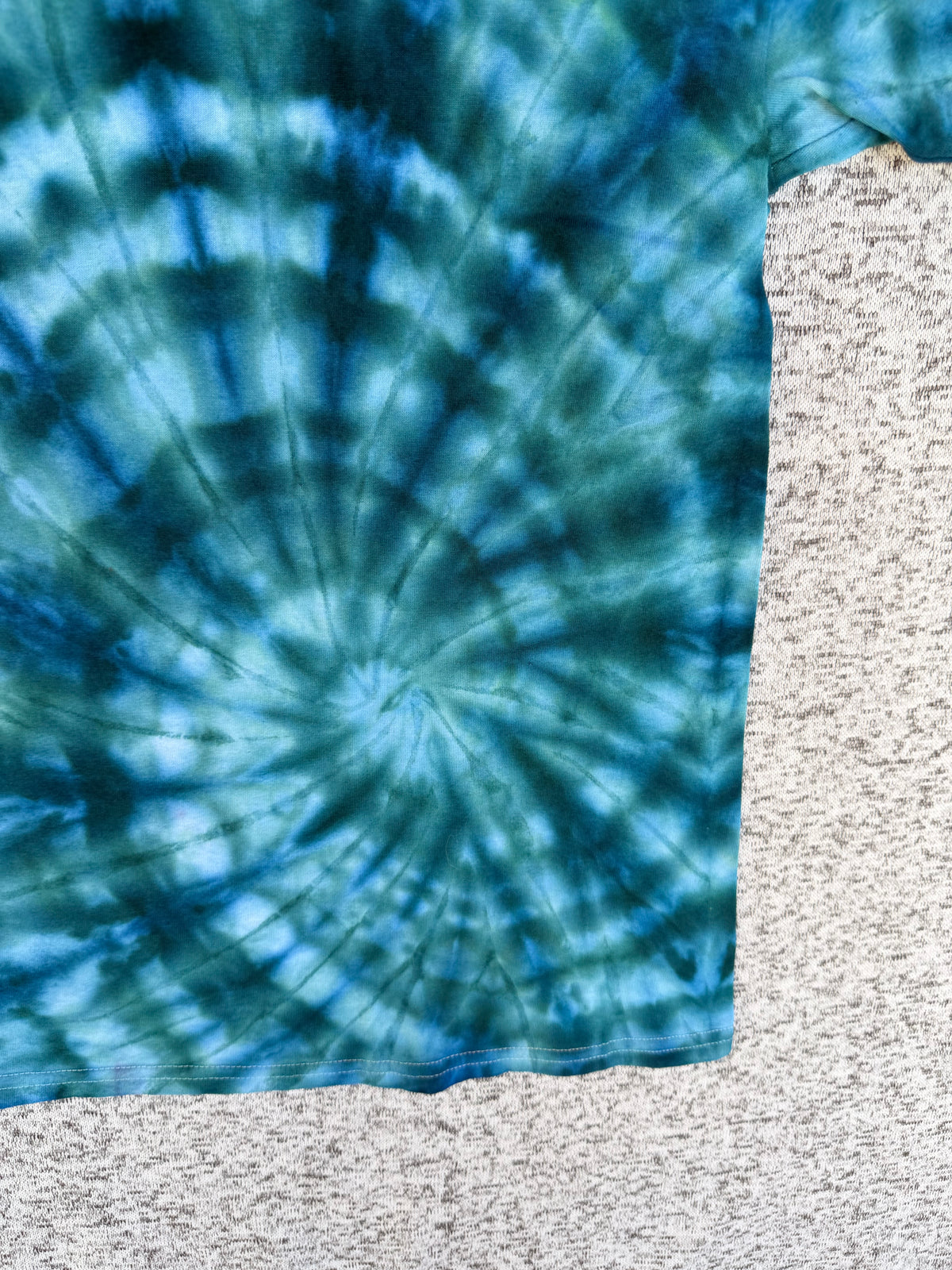 MHD Dark Green Navy Blue Light Green Spiral Ice Dye Tie Dye Short Sleeve Shirt 100% Cotton Size XL