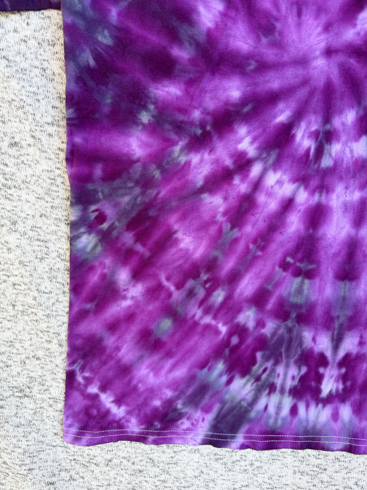 MHD Purple Lavender Grey Black Spiral Ice Dye Tie Dye Short Sleeve Shirt 100% Cotton Size Medium