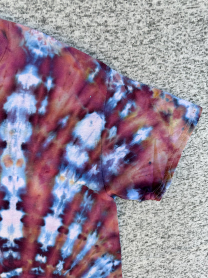 MHD Dusty Rose Purple Navy Bliue White Spiral Ice Dye Tie Dye Short Sleeve Shirt 100% Cotton Size Large