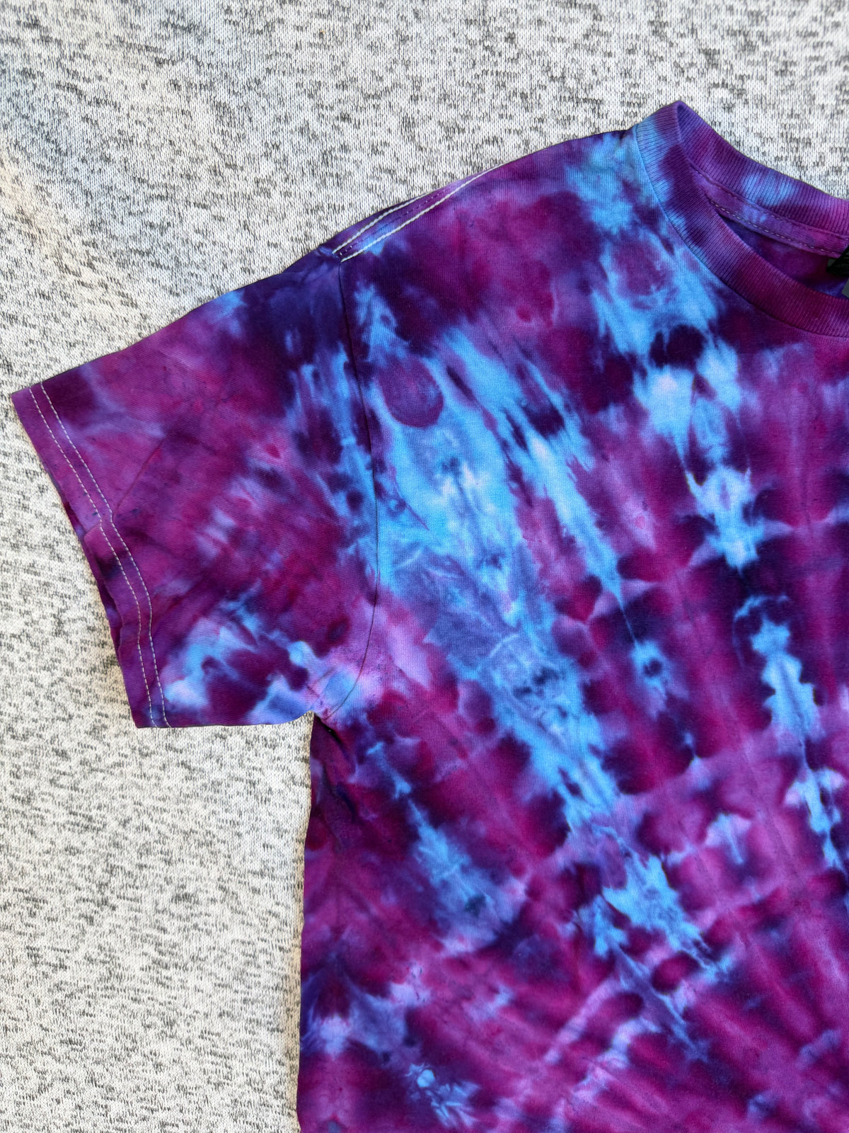MHD Dark Purple Navy Blue Light Blue Spiral Ice Dye Tie Dye Short Sleeve Shirt 100% Cotton Size Medium