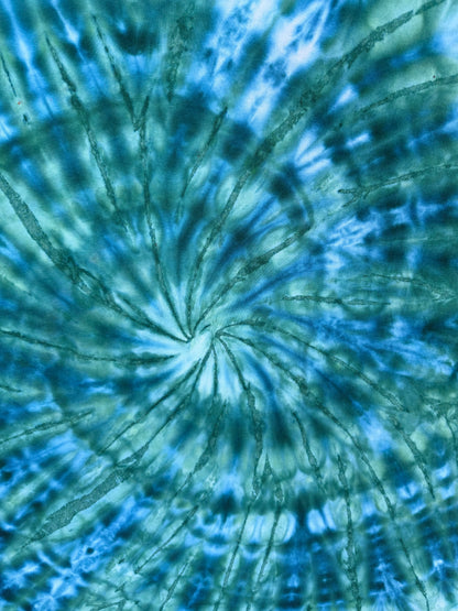MHD Navy Blue Dark Green Light Green Spiral Ice Dye Tie Dye Short Sleeve Shirt 100% Cotton Size XXL