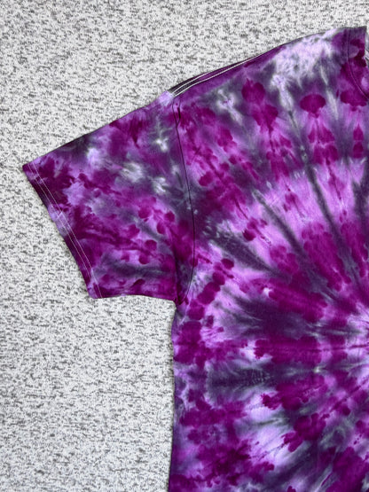 MHD Purple Lavendar Grey Black Spiral  Ice Dye Tie Dye Short Sleeve Shirt 100% Cotton Size XXL