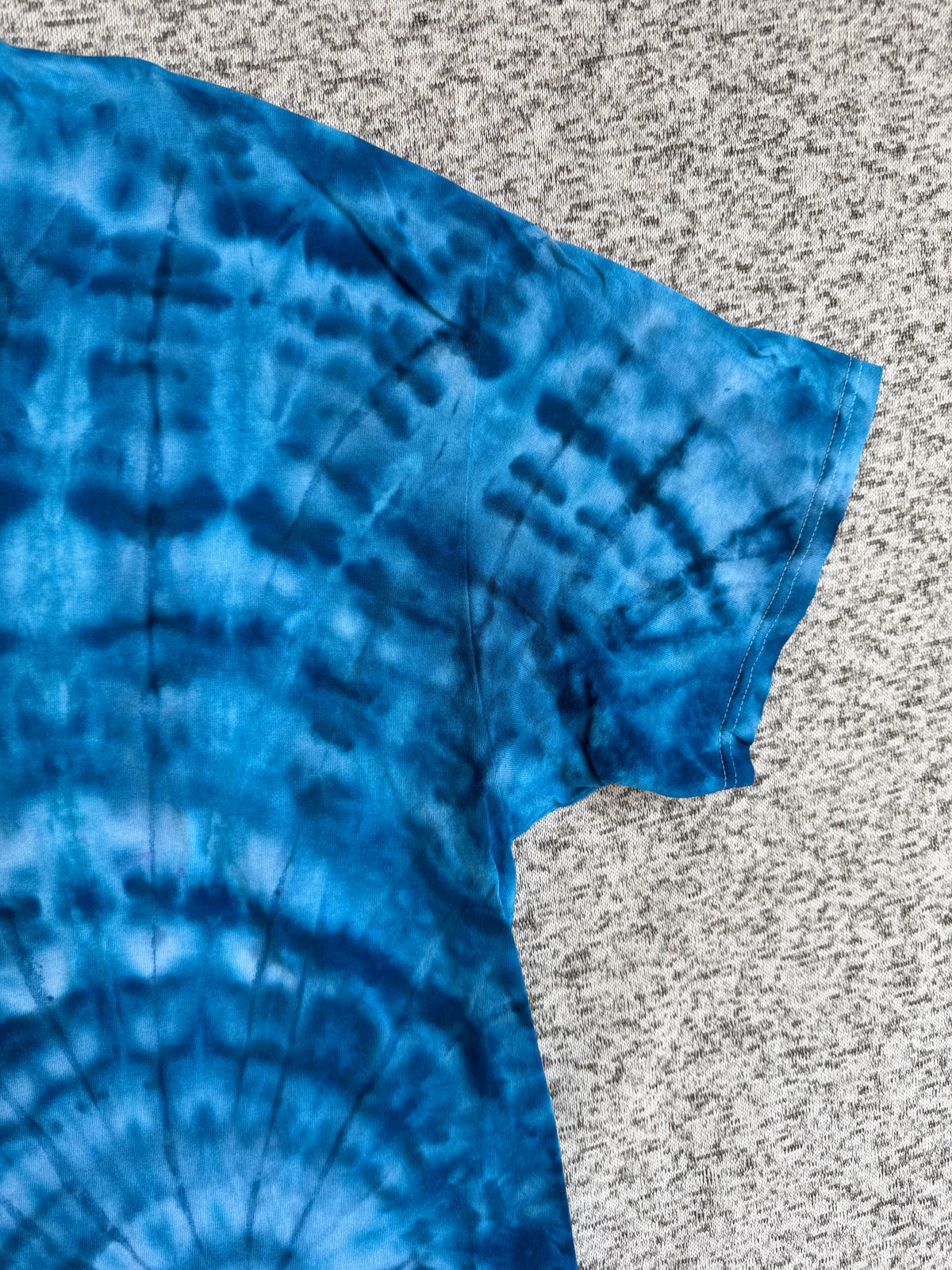 MHD Denim Blue Light Blue White Spiral Ice Dye Tie Dye Short Sleeve Shirt 100% Cotton Size XXL