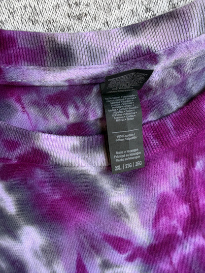 MHD Dark Purple Lavender Grey Black Spiral  Ice Dye Tie Dye Short Sleeve Shirt 100% Cotton Size XXL