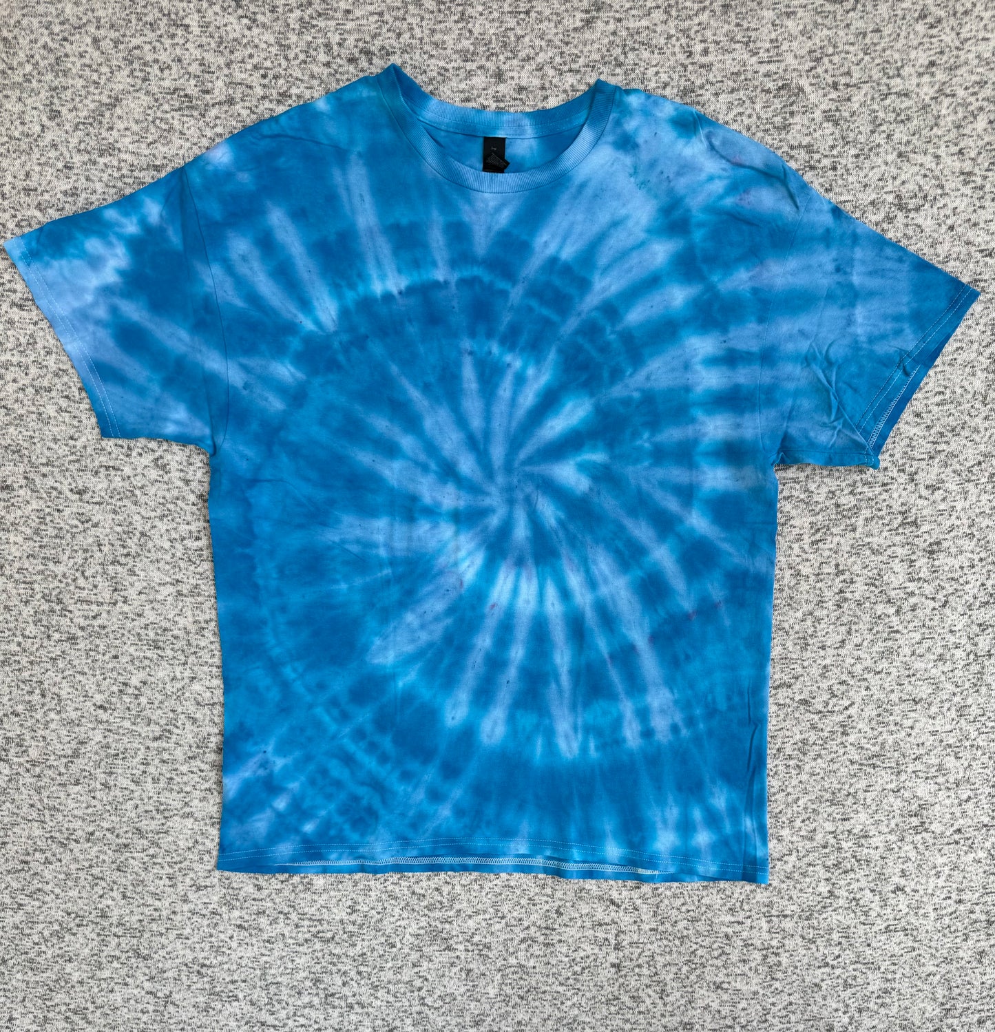 MHD Bright Blue Light Blue Spiral Ice Dye Tie Dye Short Sleeve Shirt 100% Cotton Size XL