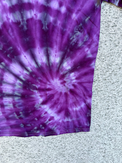 MHD Purple Lavender Gray Spiral Ice Dye Tie Dye Short Sleeve Shirt 100% Cotton Size Medium