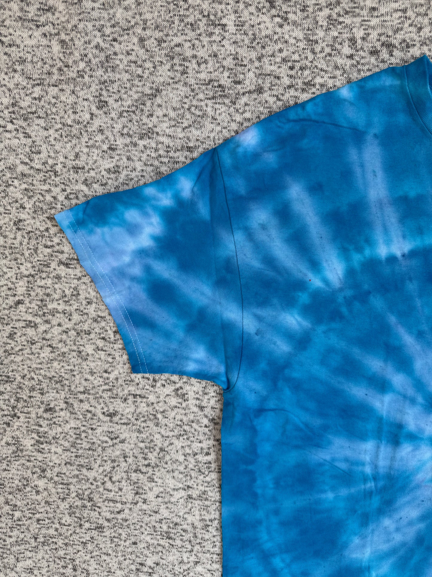 MHD Bright Blue Light Blue Spiral Ice Dye Tie Dye Short Sleeve Shirt 100% Cotton Size XL