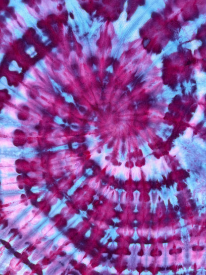 MHD Dark Purple Navy Blue Bright Blue Lavender Spiral Ice Dye Tie Dye Short Sleeve Shirt 100% Cotton Size Large